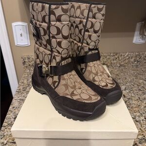 Coach Brown and Tan Winter Boots
